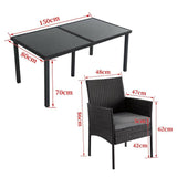 Coogee 6 Seater Wicker Outdoor Dining Set Black