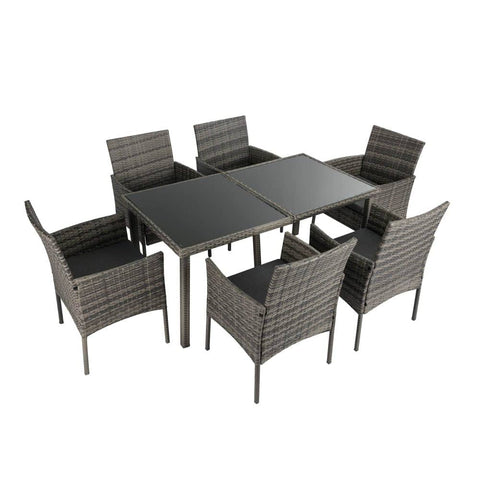 Coogee 6 Seater Outdoor Dining Set Dark Grey