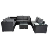 Modular Outdoor Lounge Set - 9pcs Sofa, Armchairs and Coffee Table