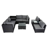 Modular Outdoor Lounge Set - 9pcs Sofa, Armchairs and Coffee Table