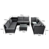 Modular Outdoor Lounge Set - 9pcs Sofa, Armchairs and Coffee Table