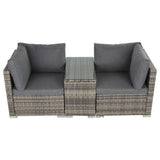 Outdoor Modular Lounge Sofa with Wicker End Table Set