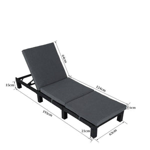 Laura Rattan Sunbed Sun Lounge Adjustable Black