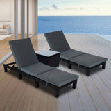 Laura Rattan Sun Lounge Set with Coffee Table Black