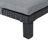 Laura Rattan Sun Lounge Set with Coffee Table Black