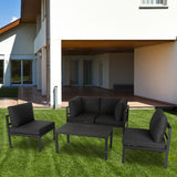 Arcon 5PC Outdoor Aluminum Couches Black