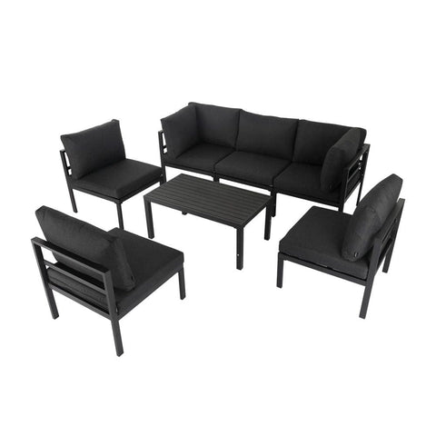 Arcon 7PC Aluminum Outdoor Couches Black