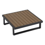 6PC Outdoor Aluminum Lounge Set with Slatted Polywood Coffee Table