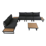 7PC Outdoor Aluminum Lounge  Set with 2 Polywood Coffee Table