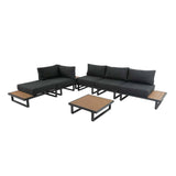 7PC Outdoor Aluminum Lounge  Set with 2 Polywood Coffee Table