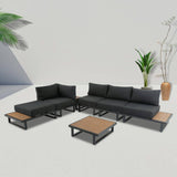 7PC Outdoor Aluminum Lounge  Set with 2 Polywood Coffee Table