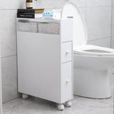 Removable Bathroom Side Cabinet Toilet Caddy with Storage Drawers- White