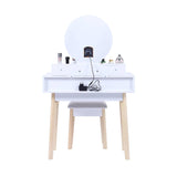 Dressing Vanity Table Stool Set with Make-up LED Lighted Mirror - White