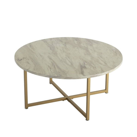 Round Coffee Table with Gold-coloured Base