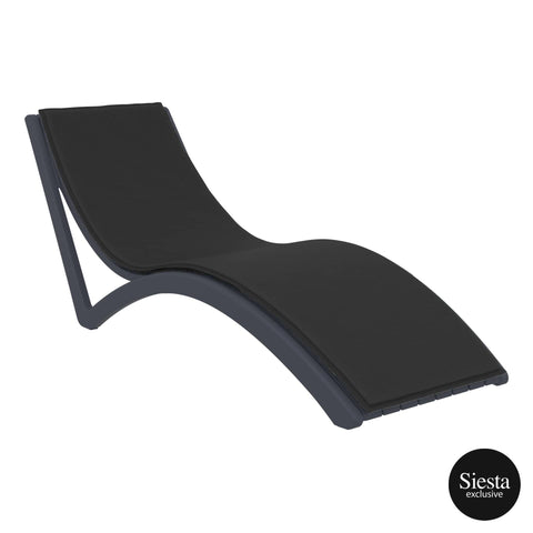 Slim Sunlounger - Anthracite with Black Cushion