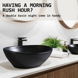 Muriel 41 x 34 x 14.5cm Black Ceramic Bathroom Basin Vanity Sink Oval Above Counter Top Mount Bowl