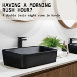 Muriel 48 x 37.5 x 13cm Black Ceramic Bathroom Basin Vanity Sink Above Counter Top Mount Bowl