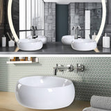 Muriel 40 x 40 x 15.5cm White Ceramic Bathroom Basin Vanity Sink Round Above Counter Top Mount Bowl