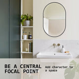 La Bella Black Wall Mirror Oval Aluminum Frame Makeup Decor Bathroom Vanity 50 x 75cm