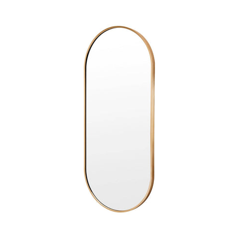 La Bella Gold Wall Mirror Oval Aluminum Frame Makeup Decor Bathroom Vanity 45 x 100cm