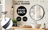 La Bella Black Wall Mirror Round Aluminum Frame Makeup Decor Bathroom Vanity 60cm