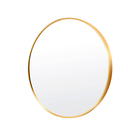 La Bella Gold Wall Mirror Round Aluminum Frame Makeup Decor Bathroom Vanity 70cm