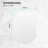 La Bella LED Wall Mirror Oval Touch Anti-Fog Makeup Decor Bathroom Vanity 50 x 75cm