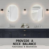 2 Set La Bella LED Wall Mirror Oval Touch Anti-Fog Makeup Decor Bathroom Vanity 50x75cm
