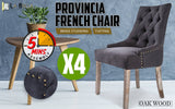 La Bella 4 Set Black (Charcoal) French Provincial Dining Chair Amour Oak Leg