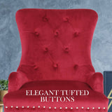 La Bella Red French Provincial Dining Chair Ring Studded Lisse Velvet Rubberwood