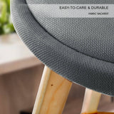 La Bella 2 Set 72cm Grey Wooden Bar Stool Leila Fabric