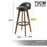 La Bella 2 Set 72cm Black Brown Wooden Bar Stool Leila Leather