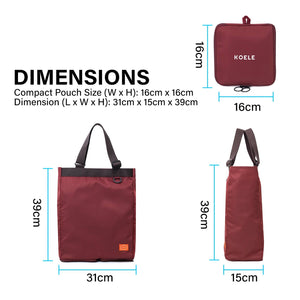 KOELE Wine Shopper Bag Tote Bag Foldable Travel Laptop Grocery KO-SHOULDER