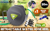 Dynamic Power Garden Water Hose 20M Retractable Rewind Reel + Brass Gun