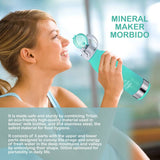 Mineral Maker MORBIDO Green Alkaline Filter Water Bottle + a Mineral Stone Pouch