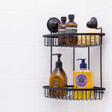 KiahLoc Black Double Corner Shelf Removable Suction