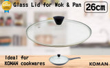 KOMAN 28cm Stainless Steel Glass Lid with Bakelite Handle