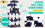 Paw Mate 145cm Blue Cat Tree WHISKY Sisal Scratching Post Scratcher Pole Condo House Tower