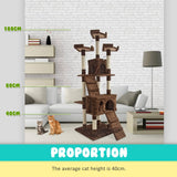 Paw Mate 180cm Brown Cat Tree Jumbo Multi Level Scratcher