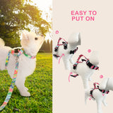 Banhamsisun L Dog Double-Lined Straps Harness and Lead Set Leash Adjustable No Pull