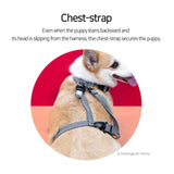 Banhamsisun L Dog Double-Lined Straps Harness and Lead Set Leash Adjustable No Pull