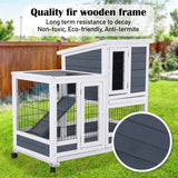 Paw Mate 96.5 x 56 x 90.5cm Rabbit Hutch Chicken Coop 2 Storey Pet Cage Run Wheels