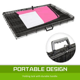 Paw Mate Wire Dog Cage Foldable Crate Kennel 36in with Tray + Pink Cover Combo