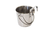 2.8L Stainless Steel Pet Parrot Feeder Dog Cat Bowl Water Bowls Flat Sided Bucket with Riveted Hooks