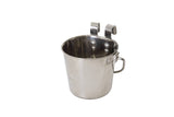 2 x 3.8L Stainless Steel Pet Parrot Feeder Dog Cat Bowl Water Bowls Flat Sided Bucket with Riveted Hooks