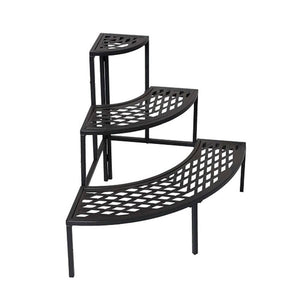 3 Tier Metal Plant Stand Corner Quarter Round Flower Pot Planter Display Rack