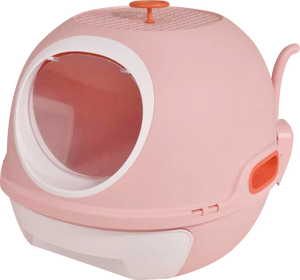 Hooded Cat Toilet Litter Box Tray House With Drawer and Scoop Pink