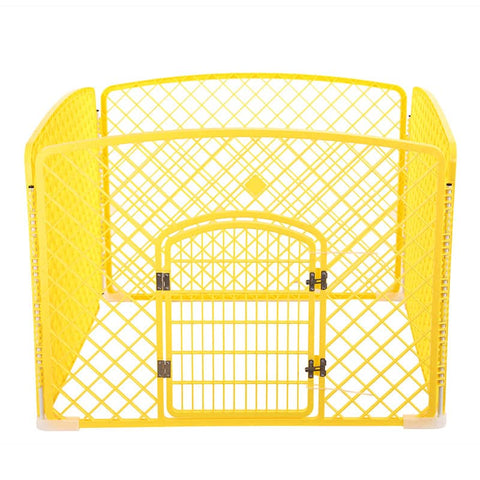 4 Panel Plastic Pet Pen Pet Foldable Fence Dog Fence Enclosure With Gate Yellow