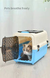 Large Dog Cat Crate Pet Rabbit Carrier Travel Cage With Tray & Window Blue