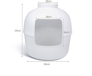 Multifunctional Cat Litter Box Pet Cat House Semi-Enclosed White